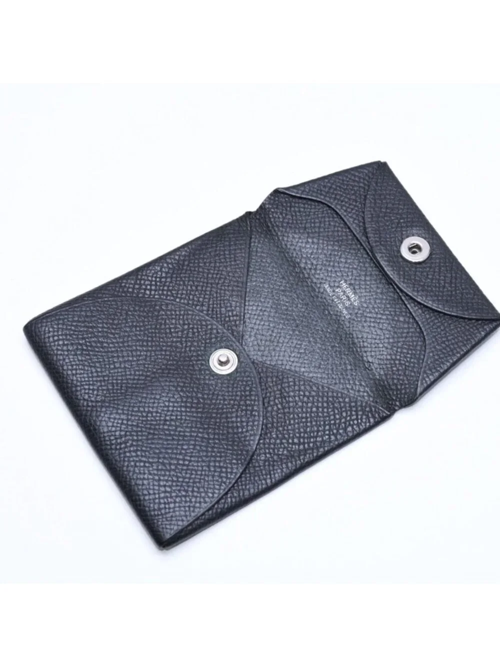Hermes Wallet Coin Purse Bastia Veau Epsom Silver Black